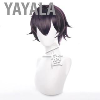 Yayala Short Wig Deep Purple Spiky Layered Hair Short Wig for Halloween Christmas Carnival