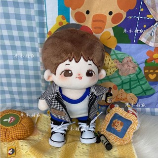 ตุ๊กตา 20 cm. ชุดเสื้อกั๊กสีฟ้า ตุ๊กตาฝ้ายตัวอ้วน