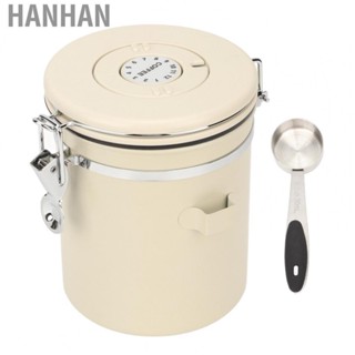 Hanhan Coffee Canister 304 Stainless Steel Airtight Coffee  Storage Container with  Creamy White