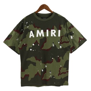 ❤❀ [พร้อมส่ง] ❤ Amiri เสื้อยืดแขนสั้นลําลอง ผ้าฝ้าย ทรงหลวม ลายพราง วาดลายด้วยมือ สไตล์ฮิปฮอป แฟชั่นคู่รัก สําหรับชาย และหญิง