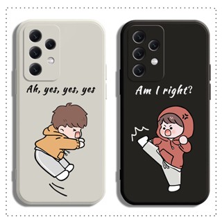 เคส Samsung A14 A24 A34 A54 4G 5G โทรศัพท์มือถือคู่รัก แบบนิ่ม มุมขวา สีดํา สีขาว สําหรับ