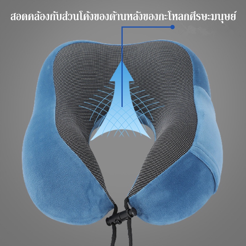 หมอนรองคอ Memory Foam ม้วนเก็บได้ หมอนรองคอเพื่อสุขภาพ แบบพกพา