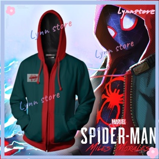 เสื้อแจ็กเก็ตคอสเพลย์ Spiderman Miles Morales Across the Spider-Verse มีซิป สําหรับผู้ชาย และผู้หญิง