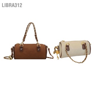 Libra312 กระเป๋าสะพายสำหรับผู้หญิง Soft PU Retro Mini Purse Round Zipper Handbag with Chain Strap for Daily Use