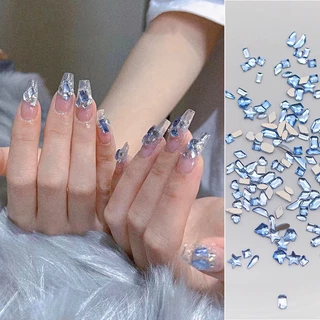 Koudan สติกเกอร์คริสตัลเพชรเทียม พลอยเทียม รูปแก้ว สีทอง ส้ม ฟ้า ชมพู สําหรับตกแต่งเล็บ DIY 100 ชิ้น