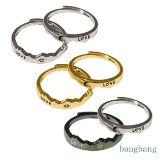 Bangb Sun Moon แหวนคู่รัก เปิดปรับได้ แหวนคู่รัก กันและกัน แหวนแต่งงาน เครื่องประดับเพื่อน สําหรับผู้ชาย ผู้หญิง