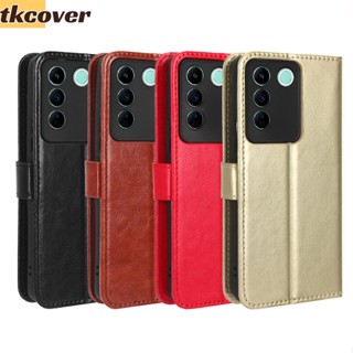 เคสโทรศัพท์หนัง PU ฝาพับ พร้อมช่องใส่บัตร ขาตั้งวาง สําหรับ Vivo V27 V25 V23 Pro V27e V25e V23e 5G