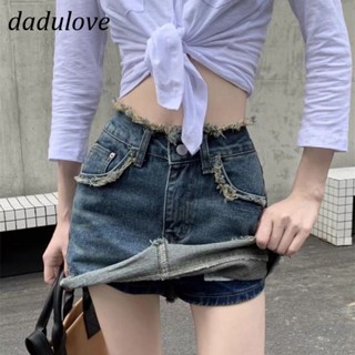 DaDulove💕 New American Ins High Street Raw Edge Denim Skirt Niche High Waist A- line Skirt Bag Hip Skirt