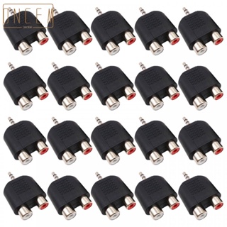 【ONCEMOREAGAIN】Nickel-plated 3.5 male to red white 2 RCA female audio connector 3.5MM plug RCA