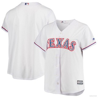 เสื้อคาร์ดิแกนเบสบอล ทรงหลวม พลัสไซซ์ สีขาว 2023 MLB Texas Rangers Majestic