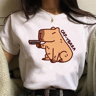 Capybara เสื้อยืด ลายการ์ตูนอนิเมะ ตลก สําหรับผู้หญิง y2k