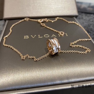 Bvlgari/bvlgari B.ZERO1 สร้อยคอเซรามิค จี้ลายฉลุ สีขาว สีโรสโกลด์ แฟชั่นฤดูใบไม้ผลิ สําหรับคู่รัก