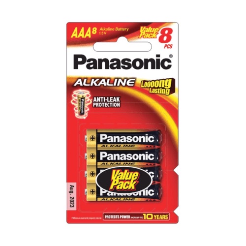 ถ่านอัลคาไลน์ AAA(แพ็ค8ก้อน) รุ่น LR03T/8B สีทอง PANASONIC