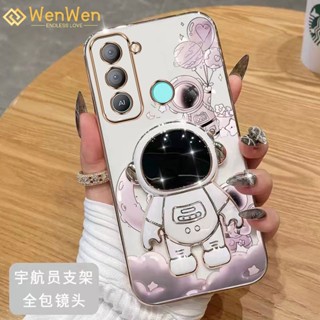 Wenwen เคสโทรศัพท์มือถือแบบนิ่ม TPU กันกระแทก ลายนักบินอวกาศ 3D พร้อมที่ตั้งวาง บางมาก สําหรับ INFINIX tecno pop 5 LTE pova 2 zero 5G zero X neo X pro