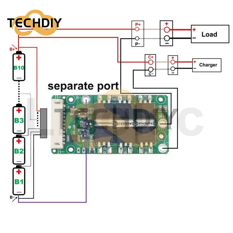 บอร์ดแบตเตอรี่ลิเธียม 10S 36V 20A 18650 21700 Lipo Li-ion