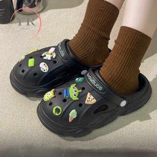 crocs รองเท้าแตะแพลตฟอร์ม ลายการ์ตูนน่ารัก ขนาดใหญ่ เหมาะกับใส่กลางแจ้ง สําหรับผู้หญิง ไซซ์ 36-45