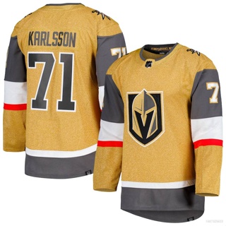 เสื้อยืดแขนยาว พิมพ์ลาย NHL Vegas Golden Knights Jersey William Karlsson สีทอง พลัสไซซ์