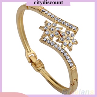 &lt;citydiscount&gt; สร้อยข้อมือกําไลข้อมือ ฝังพลอยเทียม ลายดอกไม้ สมมาตร แฟชั่นสําหรับผู้หญิง