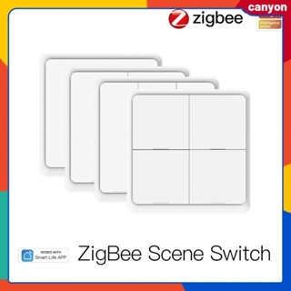 Tuya Smart Zigbee Wireless Scene Button Switch แอปพลิเคชั่นหลายสถานการณ์ Tuya Smart App รีโมทคอนโทรล อายุการใช้งานแบตเตอรี่ยาวนาน แคนยอน