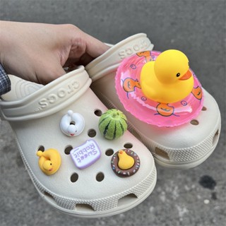 CROCS จิบบิตเป็ดสีเหลืองน่ารัก 3D อุปกรณ์เสริม สําหรับรองเท้าผู้หญิง