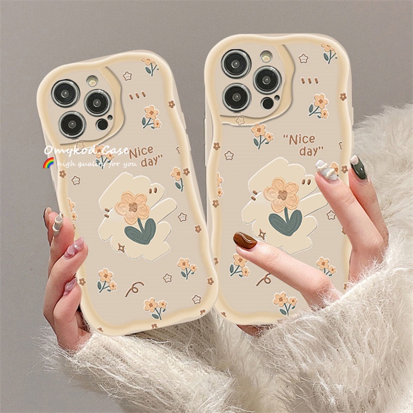🌈Ready Stock 🏆OPPO A18 A38 A17 A16 A15 A57 A78 A5S A3S A5 A9 A53 A32 A33 A54 A76 A93 A94 A95 A76 Reno 5F 4F 5Z F19 Pro Ins Fashion Wave Yellow Flowers Phone Case Soft Protection Back Cover