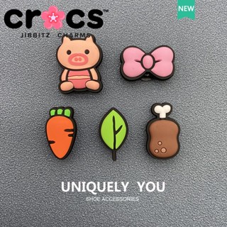 Jibbitz crocs charms หัวเข็มขัดรองเท้า อุปกรณ์เสริมรองเท้า สีชมพู โบว์ การ์ตูนน่ารัก หัวเข็มขัดตกแต่ง