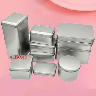 ALISOND1 กล่องโลหะดีบุก สีเงิน สําหรับใส่เหรียญ เครื่องประดับ