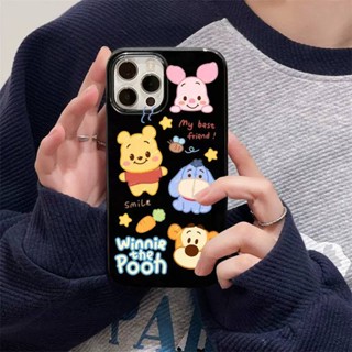 เคสโทรศัพท์สกรีนลายการ์ตูน สีดำ น่ารัก นิ่ม กันกระแทก เว้าเลนส์กล้อง สำหรับ13/12/14 Plus Pro Max 7 Plus X ทุกรุ่น  #5033