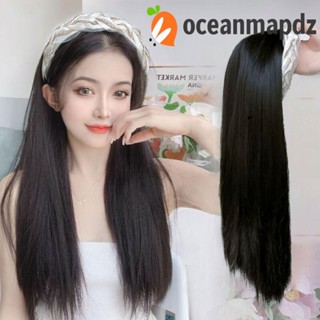 OCEANMAPDZ ที่คาดผมสังเคราะห์ วิกผมฟู คุณภาพสูง ผู้หญิง สีน้ําตาล เครื่องประดับผม พลอยเทียม ที่มองไม่เห็น สาว ครึ่งที่คาดผม วิกผม