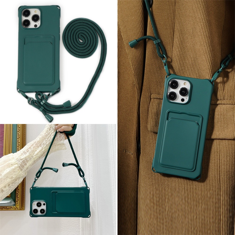 เคสซิลิโคน พร้อมสายคล้อง กันกระแทก สําหรับ iPhone 14 13 Pro Max 12 11