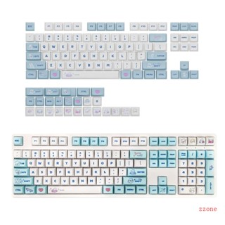 Zzz ปุ่มกดคีย์บอร์ด PBT DYE-SUB XDA 9 5 มม. ลายการ์ตูนกระต่าย สีฟ้า 138 ปุ่ม