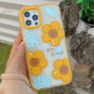 เคสโทรศัพท์มือถือแบบนิ่ม TPU ใส กันกระแทก ลายดอกทานตะวัน 3 In1 สําหรับ เคสไอโฟน 14 13 12 11 Pro Max X Xs Max XR 8 7 Plus SE