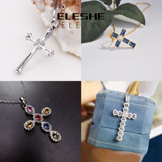 Eleshe Jewelry Moissanite สร้อยคอเงิน 925 สีทอง เรียบง่าย เครื่องประดับ สําหรับผู้หญิง M092