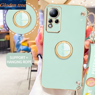 เคสโทรศัพท์มือถือ ลายต้นไม้ Gloden พร้อมขาตั้ง และสายคล้อง สําหรับ Infinix Note 11 Note 12 2022 X663 X663B X663B X663D