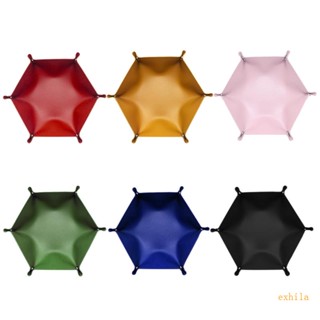 Exhila ถาดหกเหลี่ยม แบบพกพา พับได้ สําหรับเกม DND D Quiets Rolling Metal Tray