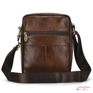 Casual Man Chest Pack Cowhide หนังแท้ชาย Crossbody Messenger กระเป๋าแฟชั่นหลายชั้นซิปกระเป๋าสะพายกันน้ำ [N/10]