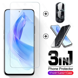 3to1 Tempered Glass Screen Protector Cover For Honor 90 Lite 5G Honer 90Lite Light TPU Soft Case + Camera Lens film + Protective Glass