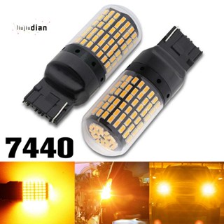 หลอดไฟเลี้ยว LED 7440 T20 W21W 144 SMD สีเหลืองอําพัน 2 ชิ้น