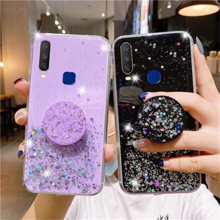 เคสโทรศัพท์มือถือซิลิโคน TPU แบบนิ่ม ประดับเลื่อม และกากเพชร พร้อมขาตั้ง หรูหรา สําหรับ vivo X90 X80 X70 Pro X90Pro X80Pro X70Pro