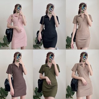 BKL พร้อมส่ง  JU0102 ANNY DRESS เดรสสั้นคอปก ผ้ายืดใส่สบาย ใส่สวยมาก มีปลายทาง ชุดไปทะเล เดรส เสื้อยืด ชุดเซ็ท Y2K ชุด