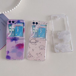 เคสโทรศัพท์มือถือแบบแข็ง ใส ฝาพับ ลายก้อนเมฆ ท้องฟ้ากลางคืน สําหรับ Samsung Galaxy Z Flip 5 4 3 2 1 5G Z Flip3 Flip4 Flip5 Flip2 Flip1