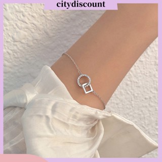 &lt;citydiscount&gt; สร้อยข้อมือโซ่ ประดับพลอยเทียม ทรงสี่เหลี่ยม ปรับได้ เข้ากับทุกการแต่งกาย สําหรับผู้หญิง