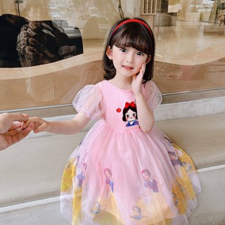 Girls Skirt 2023 New Summer Dress Fashionable Popular Children Snow White Dress Little Girl Puff Sleeve Dress i6K6