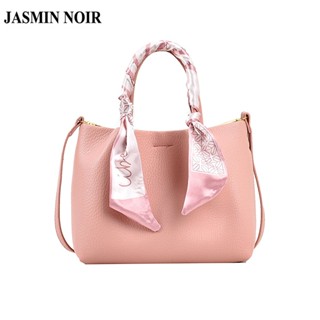 Jasmin NOIR ผ้าพันคอ หนัง PU กระเป๋าถือ กระเป๋าสะพายไหล่ ขนาดเล็ก สไตล์เกาหลี สําหรับผู้หญิง