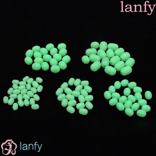 LANFY ลูกปัดเรืองแสง ทรงกระบอก ป้องกันการชน สําหรับตกปลา 100 ชิ้น