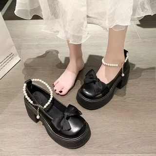 พร้อมส่ง รองเท้าแมรี่แจน หัวกลม รองเท้าหนังน่ารัก