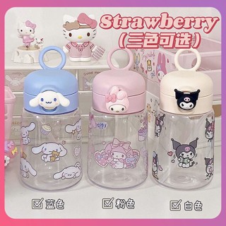 Creative 400ml Sanrio Straw Cup Kawaii Cinnamoroll Kuromi My Melody Anime Bomb Lid Straight Tube Cup Summer Sports Water Bottle For Girl Gift Home Decor [COD]