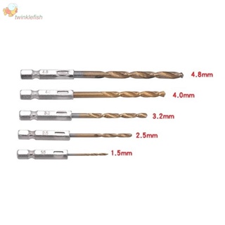 ดอกสว่าน HSS 1.5-4.8 มม. ก้านหกเหลี่ยม 1/4 นิ้ว สําหรับโลหะ ไม้ และพลาสติก