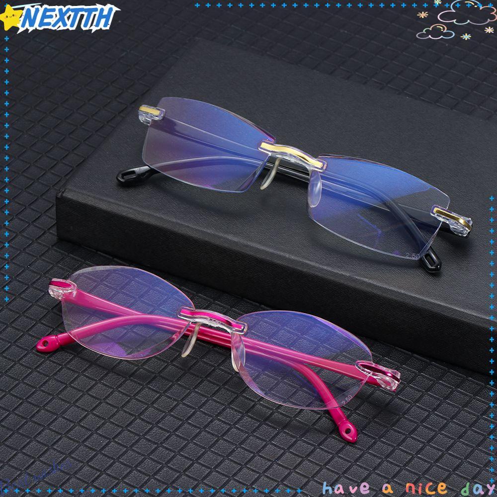 NEXTTH แว่นตาอ่านหนังสื อแบบไม่มีขอบแว่น แว่นตาสายตายาว สีฟ้าน้ําหนักเบา มีสไตล์ สําหรับผู้ชายผู้หญิง