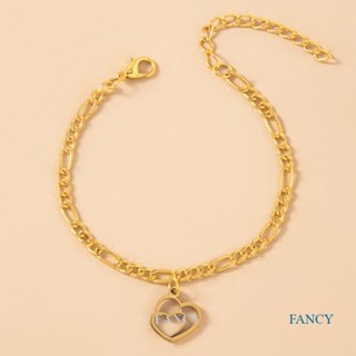 Fancy สร้อยข้อมือ สเตนเลส 316l สีทอง กลวง หัวใจคู่ เรียบง่าย อินเทรนด์ เครื่องประดับ สําหรับผู้หญิง งานแต่งงาน ปาร์ตี้ ของขวัญ